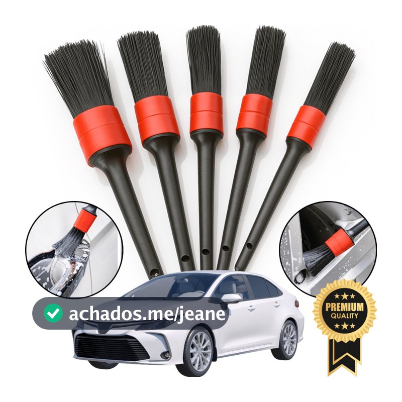 Kit 5 Pincel Para Detalhamento Lavação Automotivos Carro e Motos Limpeza Automotiva Rodas