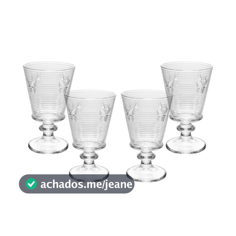 4 Taças de Água Wolff Lines Butterfly 350ml Vidro