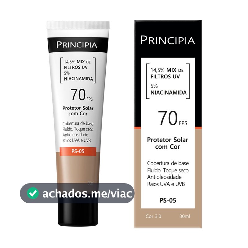Principia Protetor Solar PS-05 Cor 3.0 c/ 14,5% Mix de Filtros UV + 5% Niacinamida FPS 70 - 30ml