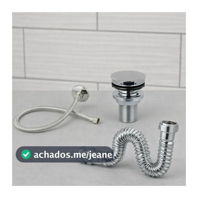 Kit Banheiro Lavabo Completo Cromado Sifão Universal + Engate 40cm + Válvula Click 7/8