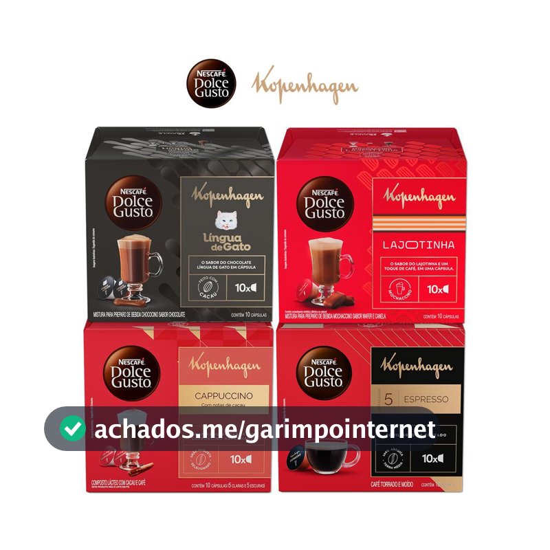 Kit Dolce Gusto + KOPENHAGEN - 40 cápsulas - Língua de Gato, Lajotinha, Cappuccino e Espresso