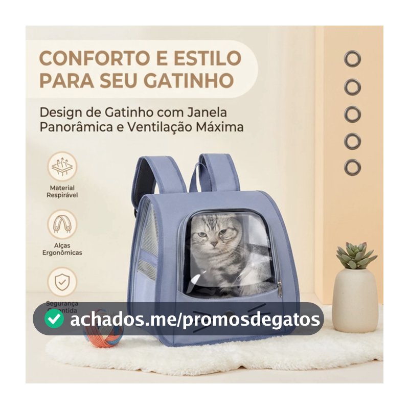 Mochila para transporte de gatos, ideal para uso externo, respirável e portátil, com alças para os ombros