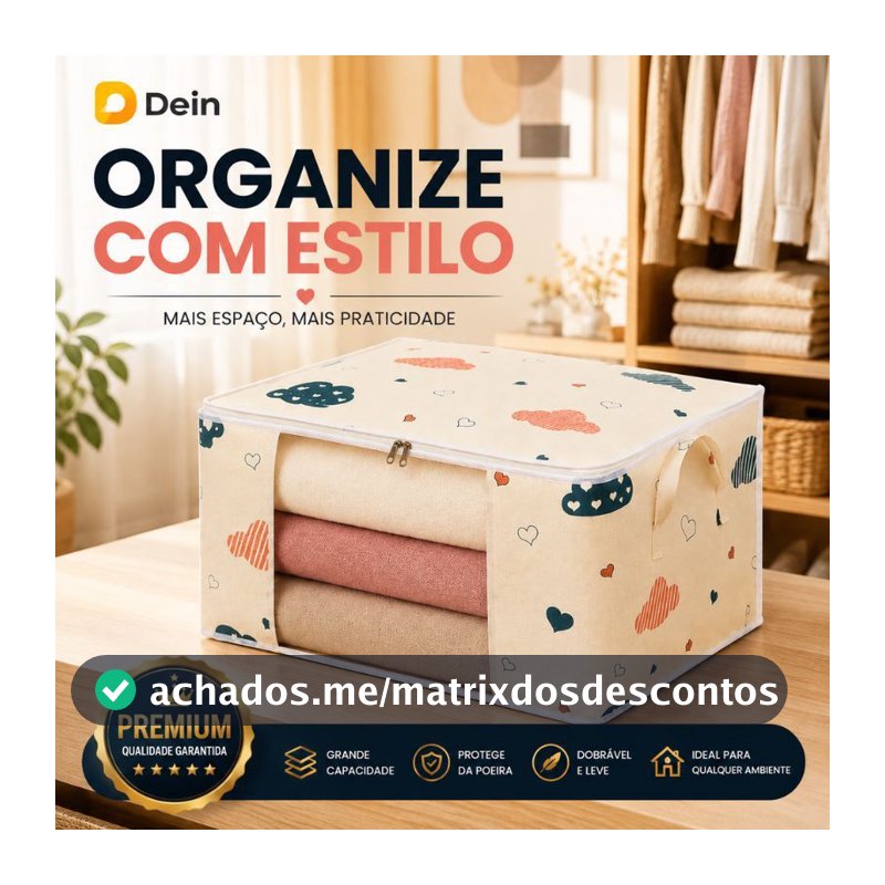 Organizador para Edredom Cobertor Roupas de Cama 60x40x30cm Caixa Saco Grande Dobrável Estampado