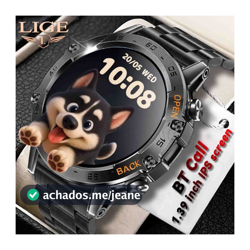 LIGE bt chamada relógio inteligente original masculino 100 + esportes multifunções relógios de fitness ip67 à prova