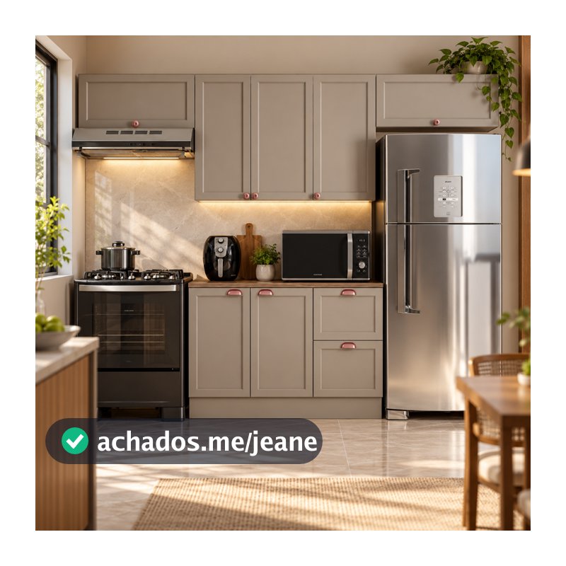 Cozinha Modulada Olivia 4 Peças 7 Portas 2 Gavetas Tampo 280cm MDP MDF Poliman Móveis Perffect Touch