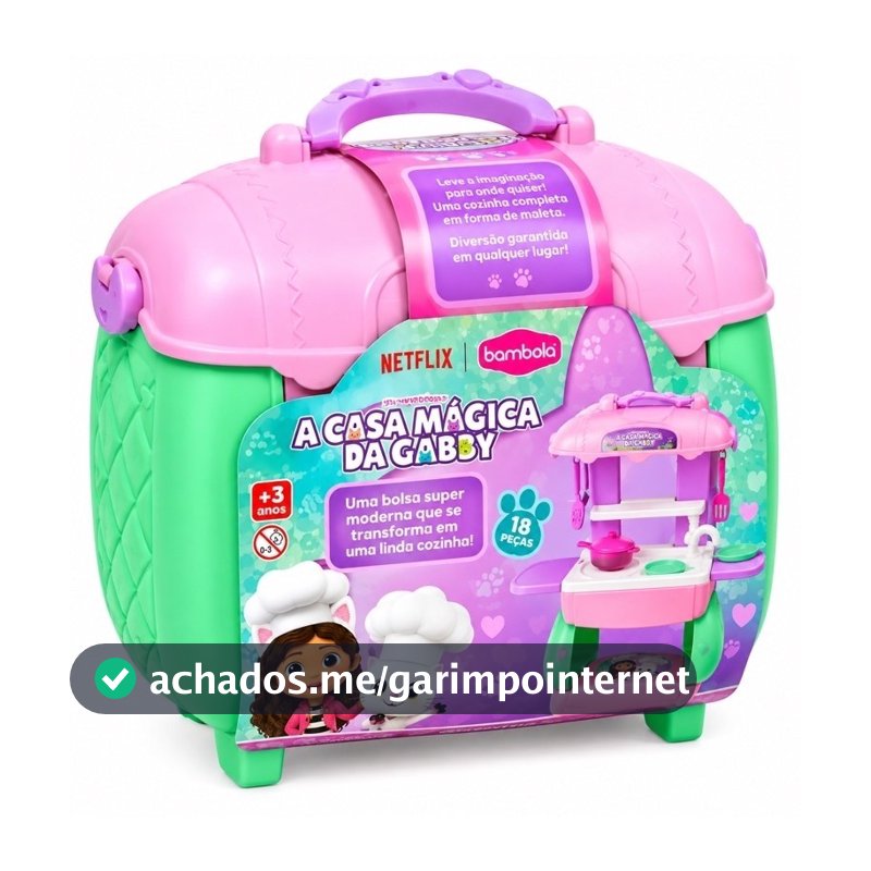 Cozinha Infantil Gabby de Brinquedo Maleta 18 Peças Kit Cozinha Completa Faz de Conta Bambola