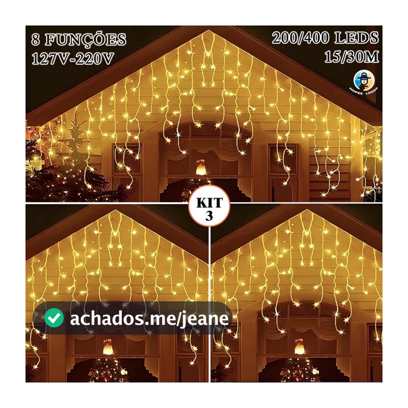 15M/30M Cascata Natal com 400 Luzes【Frio/Quente/Multicolorido】3 Opções 8 Funções Pode ser em série