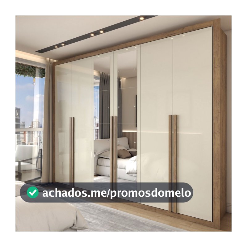 Guarda-Roupa Casal Severo 6 Portas 6 Gavetas com Espelho