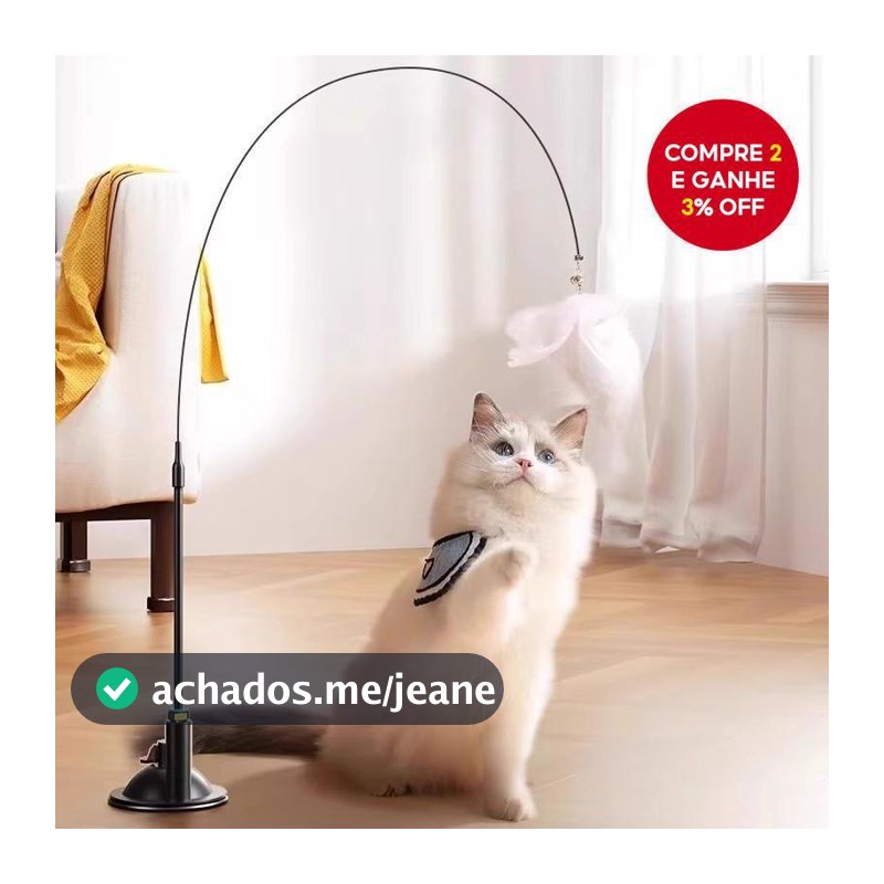 Ventosa Gato Teaser Brinquedo Com Penas Varinha Interativa Engraçado De Cabo Longo Para Gatos Preto