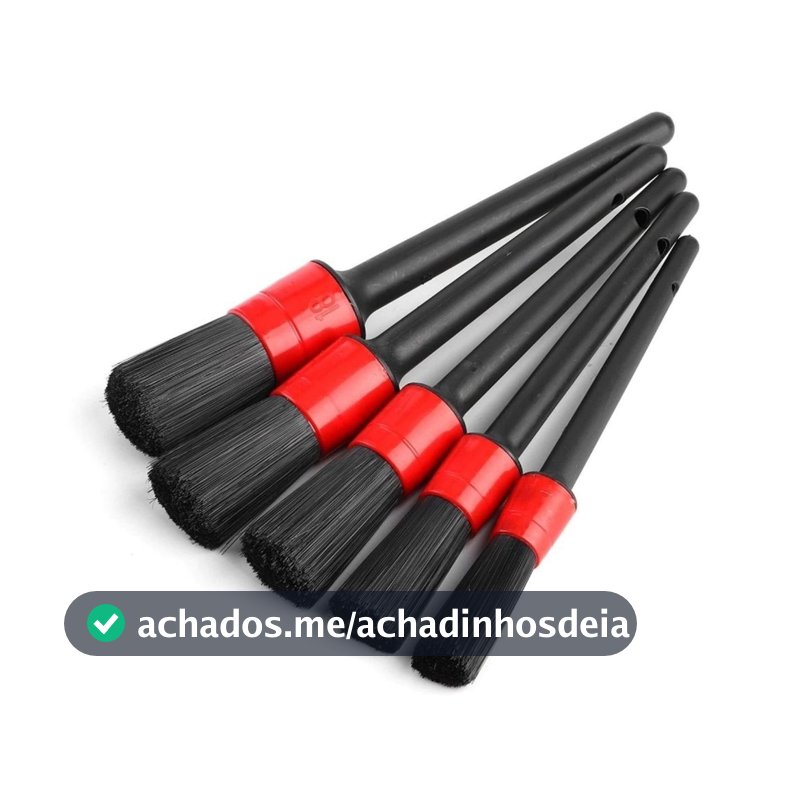 Kit 5 Pincéis Automotivos Detalhamento Limpeza Interno e Externo