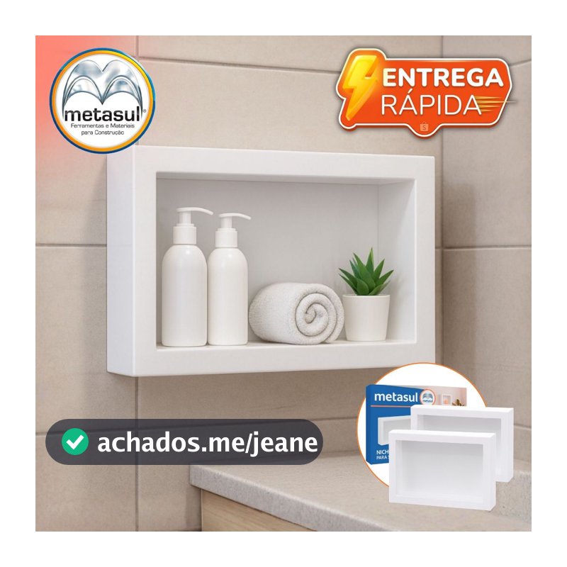 Nichos de Parede Sobrepor 28x40cm Banheiro Porta Shampoo Sem Obra Quarto Sala Multiuso Branco