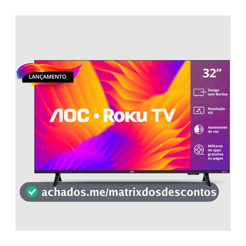 Smart TV 32 Polegadas HD 32S5155/78G Roku TV AOC
