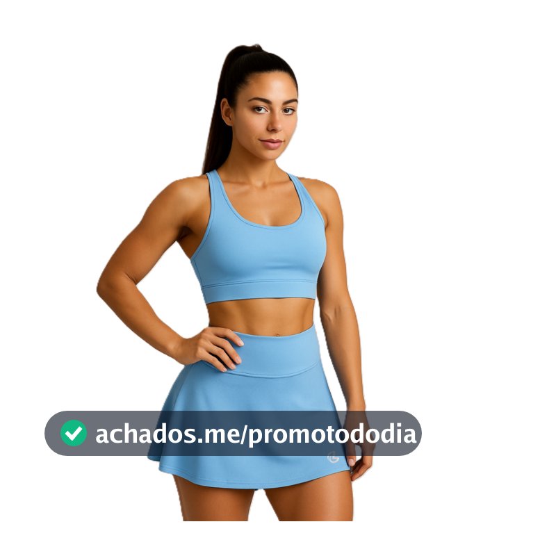 Conjunto Saia Short e Top Sem Bojo Fitness Feminino Academia Beach Tênis Lazer Confortável