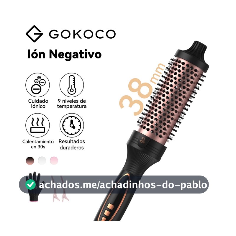 GOKOCO Modelador De Cabelo Portáti íons Negativos 9 Níveis De Temperatura Aquecimento Rápido 30s Para Cabelos Cacheado
