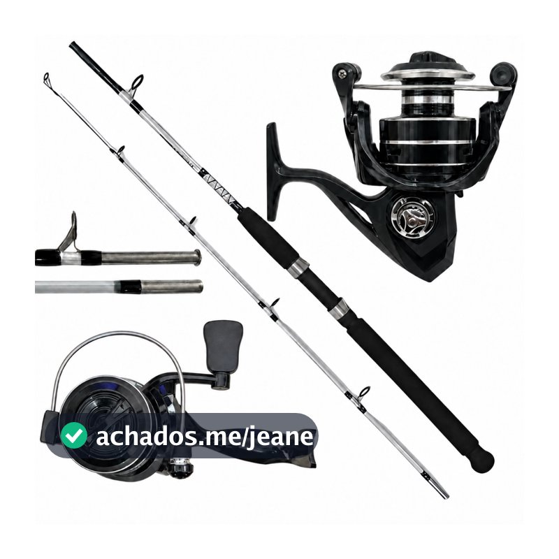Kit de Pesca Vara Fibra Vidro Maciça 25 Lbs + Molinete 4000 Carretel de Alumínio E Drag de 12 kgs