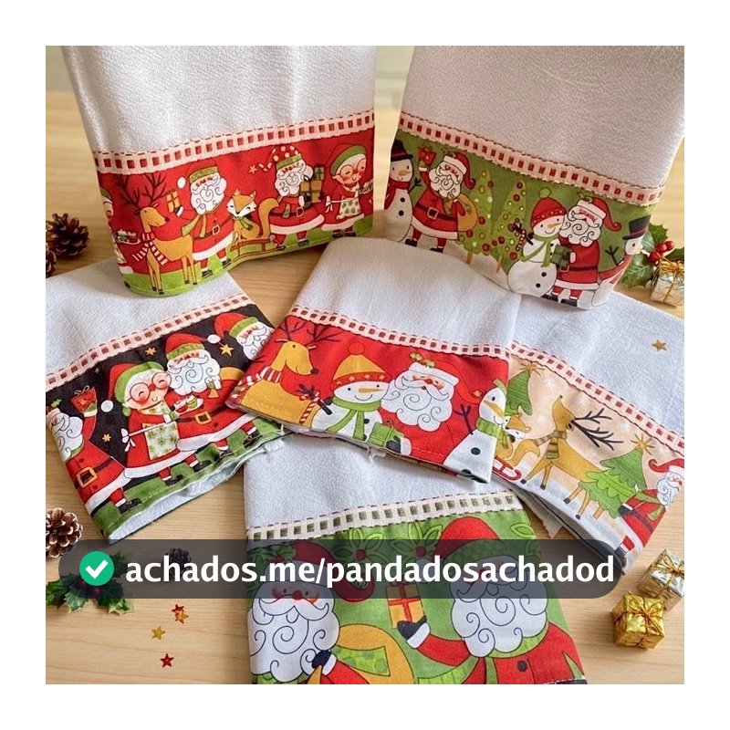 Kit Panos de Prato Natal 4 Peças 100% Algodão Alta Absorção Decoração de Natal Cozinha Pé de Galinha