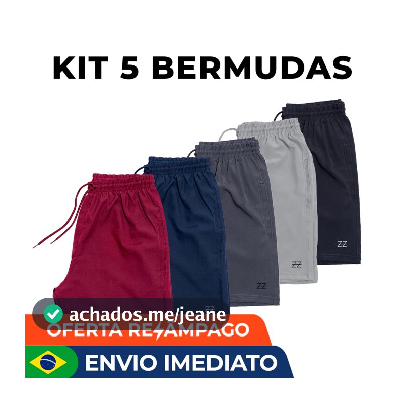 Kit 5 bermudas masculinas academia treino praia corrida shorts elástico premium dia a dia luzzoo