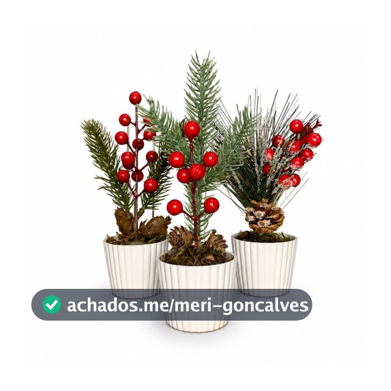 Kit 3 Enfeites De Natal Arranjos Natalinos Vasos Decoração