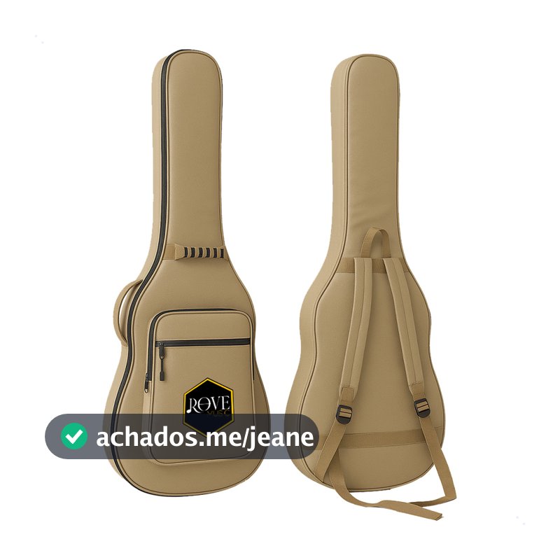 Capa Bag Violao Folk Mega Luxo Bege Acolchoada Reforçada Top - Bege