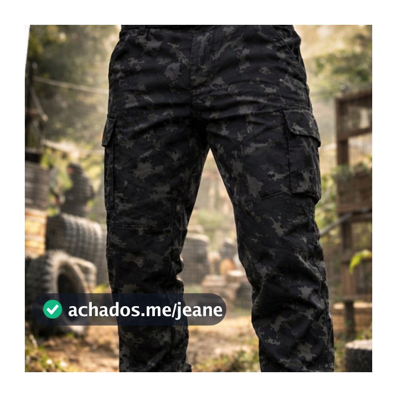 Calça Tática Camuflada Tipo Farda EB 2 Bolsos P/ Caça Pesca camping