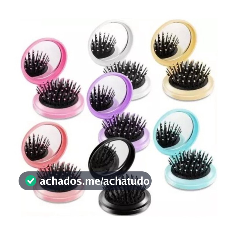 ANA1108 KIT Mini Escova de Cabelo Dobrável Com Espelho-Portátil e Perfeita Para Bolsa