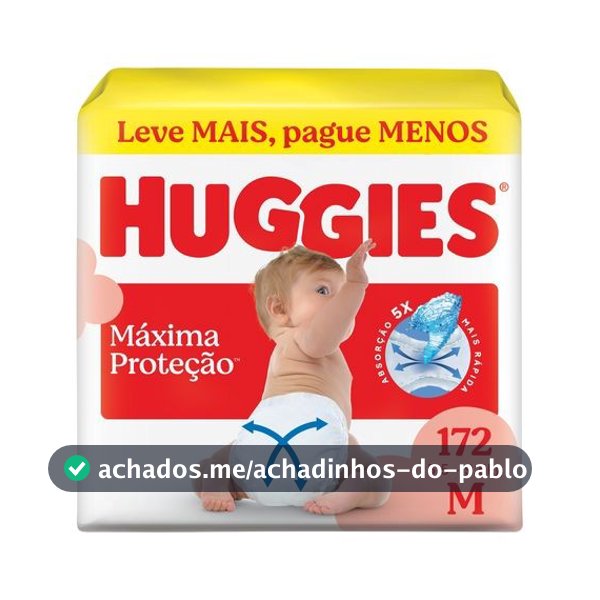 Huggies Fralda Descartável Máxima Proteção M - 172 Un