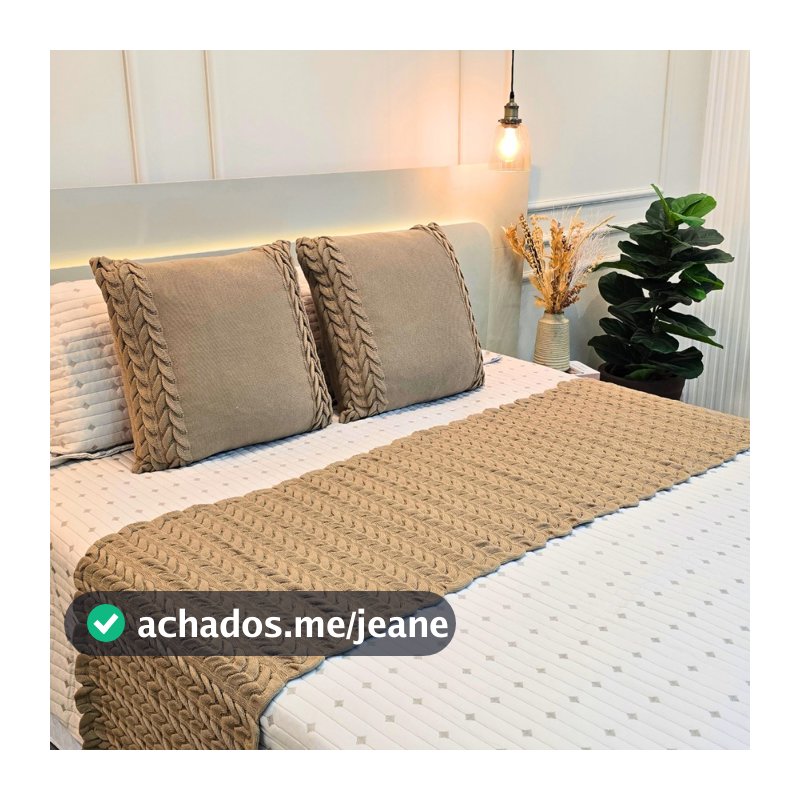 Peseira Manta Tricot Sofá Cama Casal Queen King Aconchego Home Decor - SOMENTE A PESEIRA