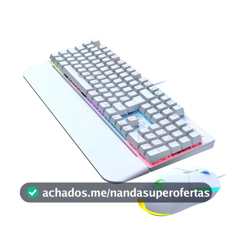 Kit Teclado Mecânico Gamer Switch Blue RGB + Mouse 3200DPI Anti-Ghosting PC - ESCOLHA POR MODELO