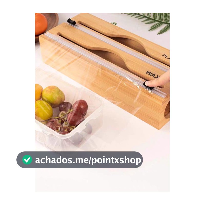 Porta Rolo Duplo Organizador Bambu Papel Alumínio Filme PVC Cortador Dispenser Cozinha Suporte