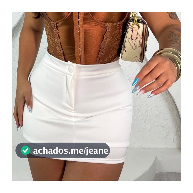 Short Saia Neoprene Feminino Alfaiataria Cintura Alta  Botão Encapado Tendência Verão