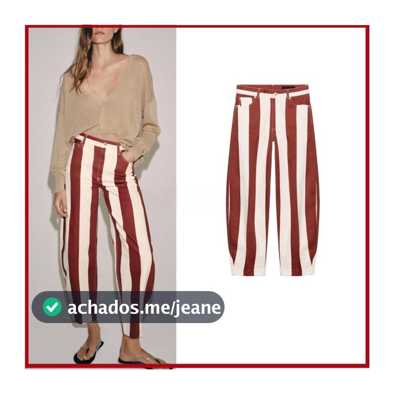 2026 verão novo produto feminino estilo Casual estilo zíper cintura alta contraste cor listrado calças jeans cônicas 684