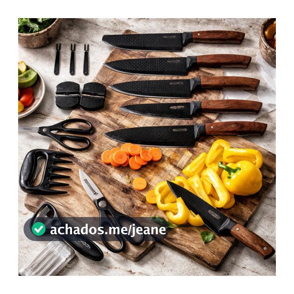 Jogo Facas Cozinha London 12 Peças Cabo Madeira