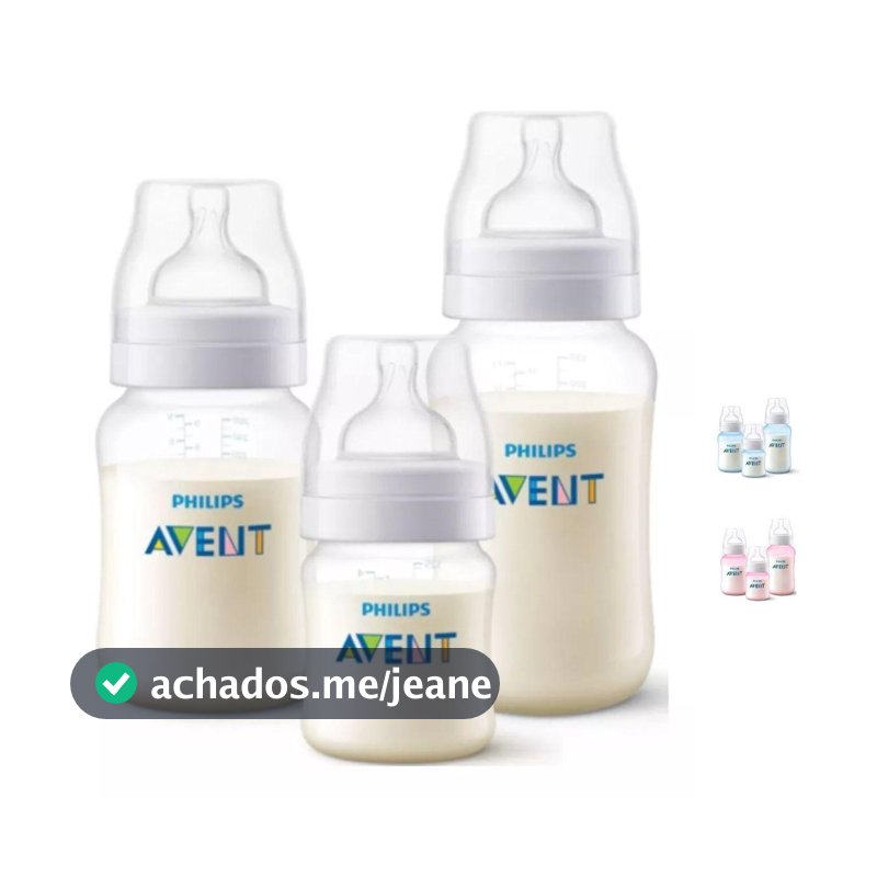 Kit 3 Mamadeiras Philips Avent Anti cólica 125ml, 260ml e 330ml