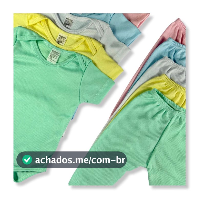 Kit 4 Peças Body De Bebe Manga Curta + Mijão Canelado