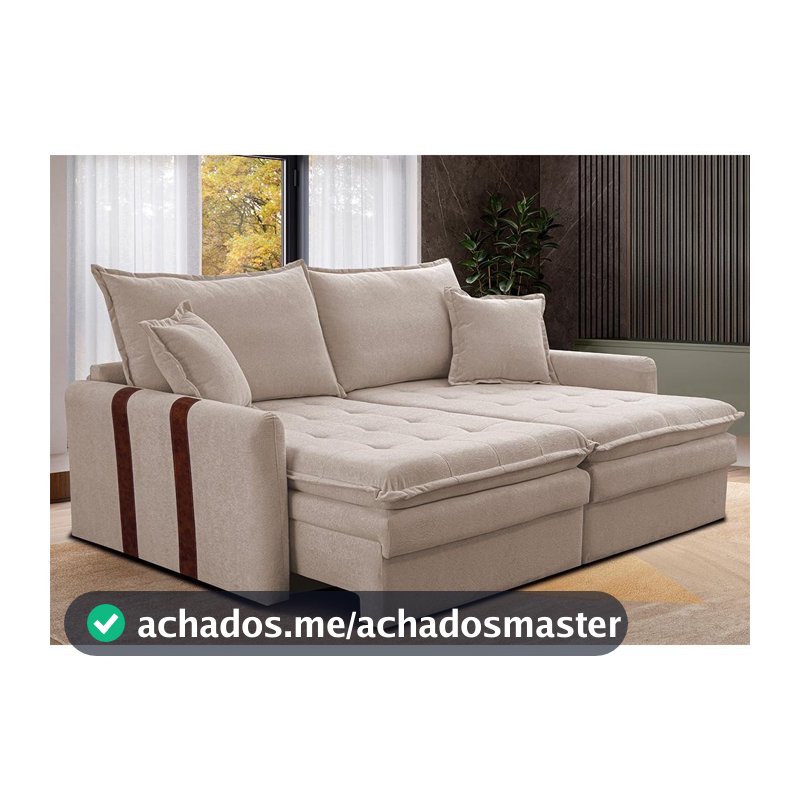 Sofá Baú Sem Caixa Retrátil 1,80m SoftGel Bonnie Boucle Bege Claro Cama inBox