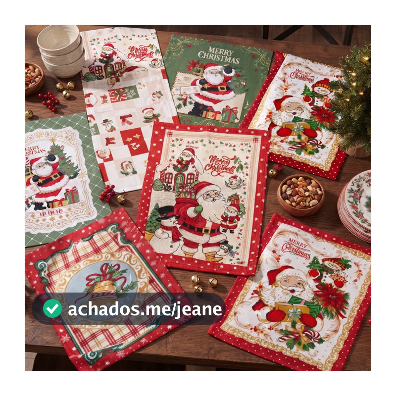 Kit 6 Panos de Copa Felpudo Natal - Dohler