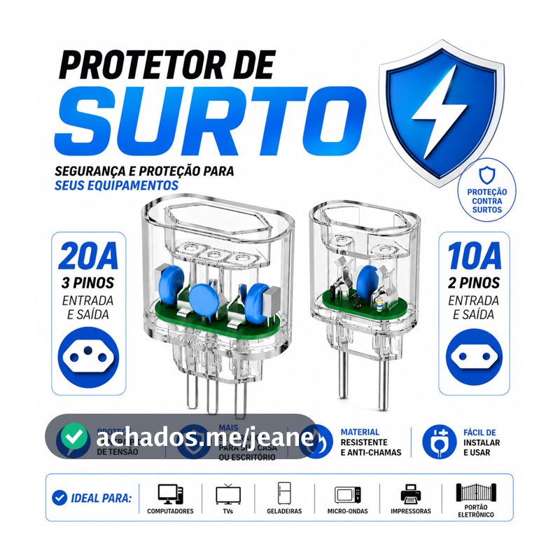 HREBOS Kit Protetor Contra Raios Surtos DPS Tomada 10A ou 20A Bivolt 3600W Fácil de usar, protegendo sua casa.