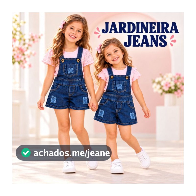 Jardineira infantil Menina Short Bermuda Infantil Curta 2 ao 8 - PB
