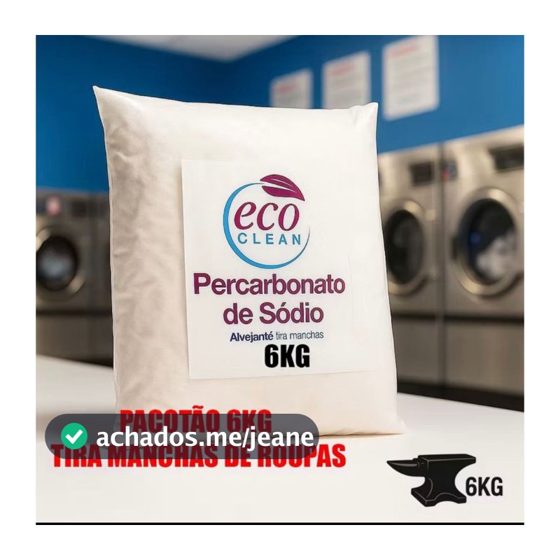 Percarbonato de Sódio 100% ECO CLEAN Limpeza Em Geral Tira Manchas Roupas Brancas 1KG / 2KG / 3KG /4KG /5KG /6KG