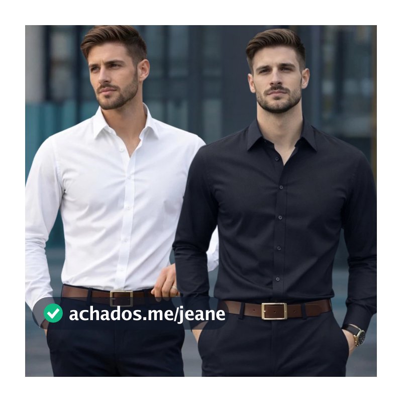 Kit 2 Camisas Sociais Masculinas Manga Longa Microfibra Slim Fit Gola Italiana Não Amassa Branca Preta Trabalho P ao G1