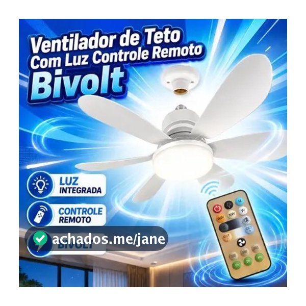 Ventilador de teto Com Luz 3 em 1 com  Controle Remoto Bivolt LED 110V-220V
