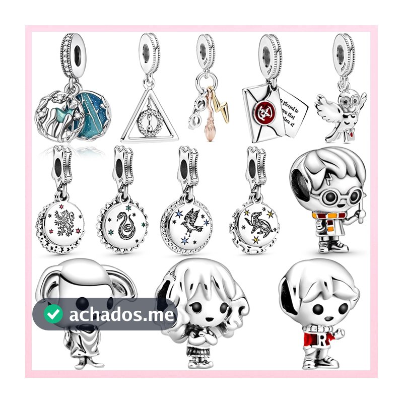 Original 925 Prata Esterlina Casas De Hogwarts , Cicatriz Relâmpago , Hedwig & Pomo De Ouro Pingentes Caber Feminino DIY