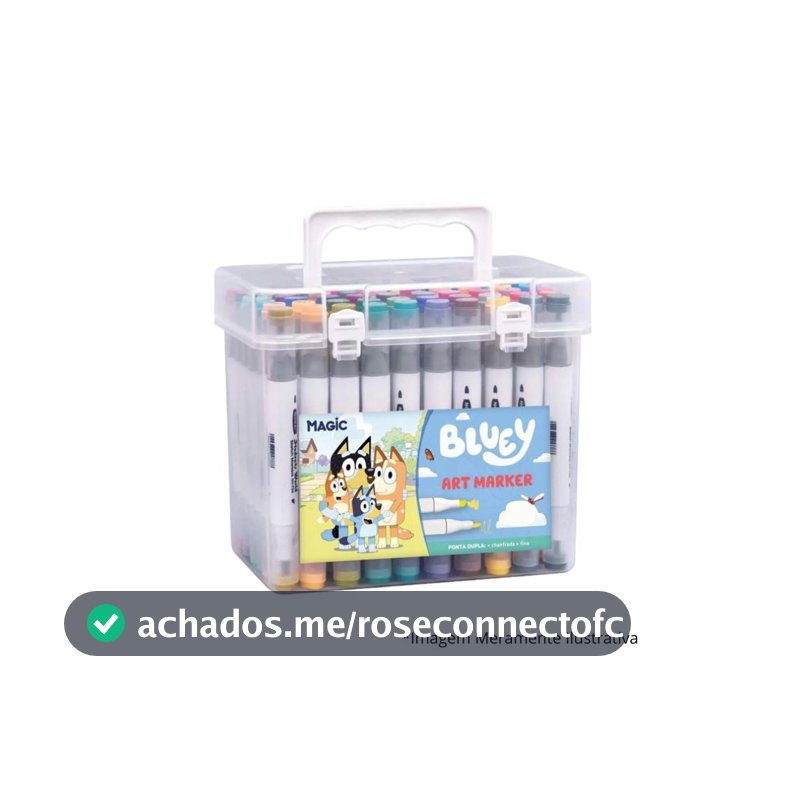 Kit Bluey 48 Cores Art Marker - Canetas de Ponta Dupla com E