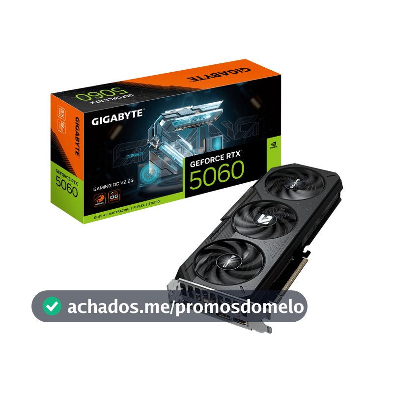 Placa de Vídeo Gigabyte GeForce RTX 5060 Gaming OC V2 8GB GDDR7 PCIe 5.0 Ray Tracing