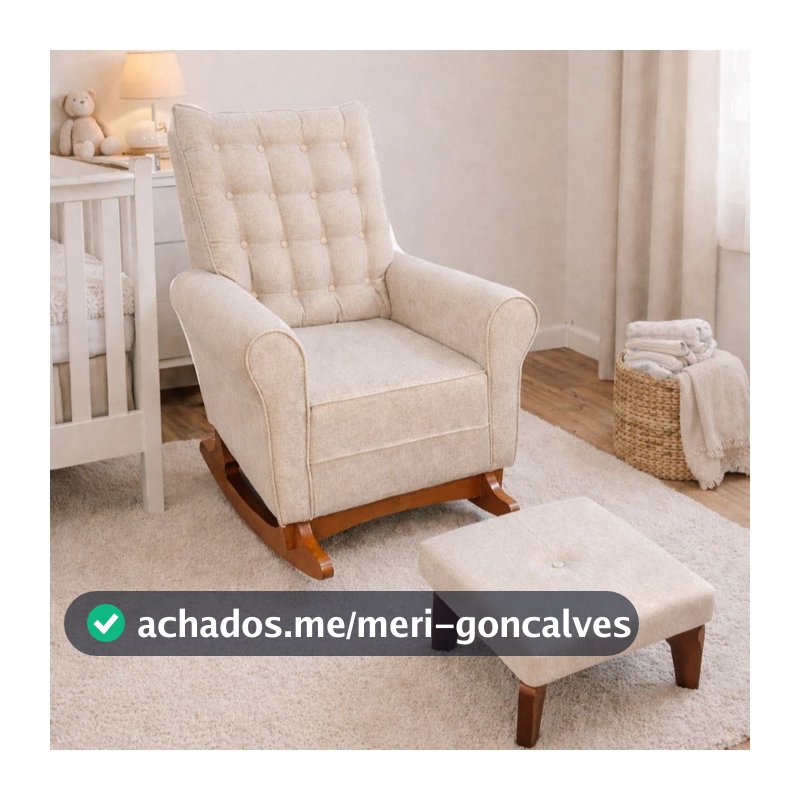 Cadeira Poltrona para Amamentação Balanço Paris Plus com Puff - Linho Bege