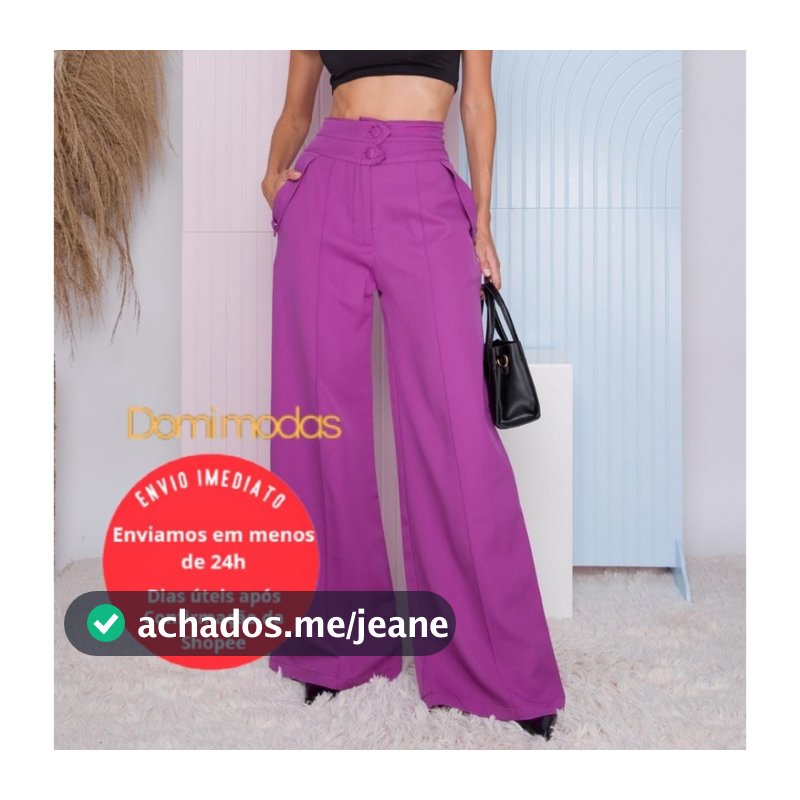 Domi Modas Calça Pantalona Alfaiataria Botões Forrados 8297