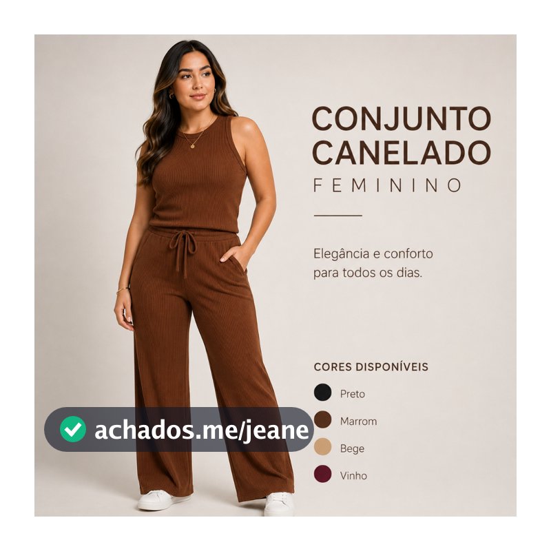Kit Calça Wide Leg Pantalona Bolsos + Regata Plus Feminino