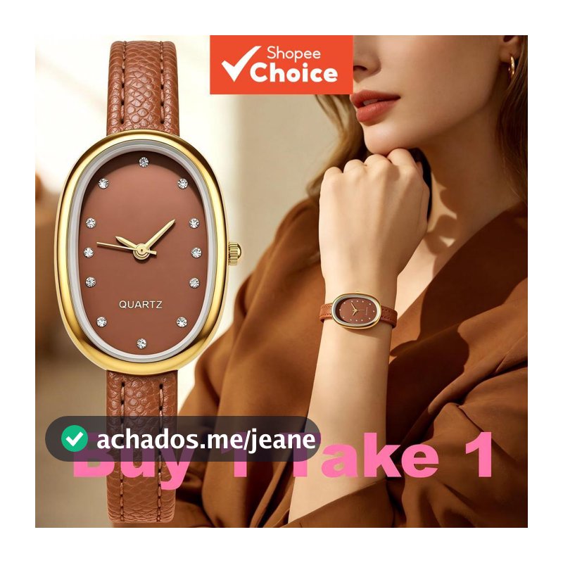 Compre 1 e leve 1 Relógio feminino vintage com mostrador de diamantes e pulseira de couro