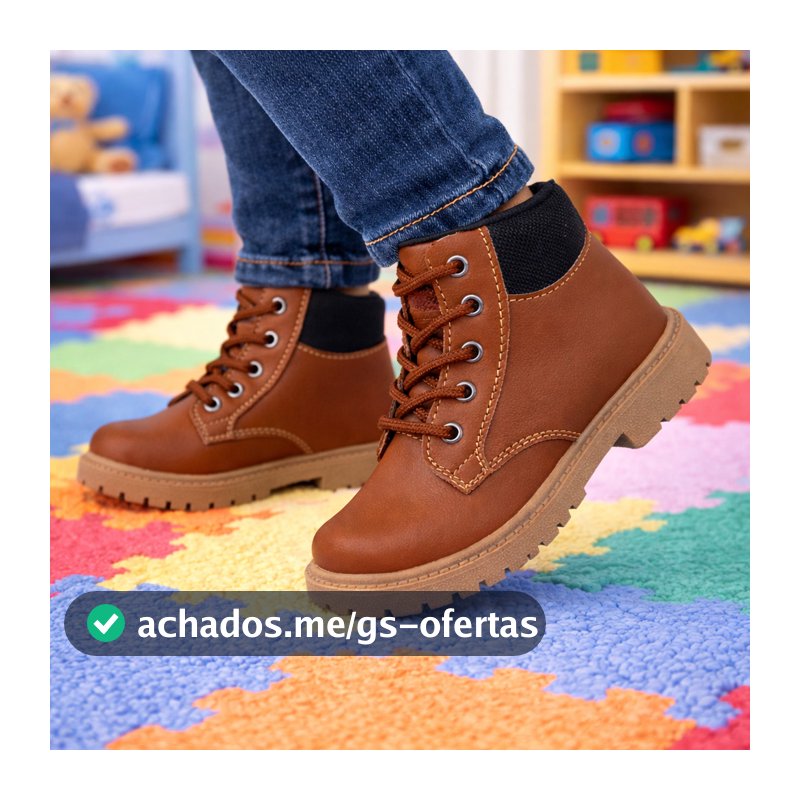 Coturno Masculino Bota Infantil Criança Menino Cano Baixo Cadarço Sola Macia Confort Estiloso