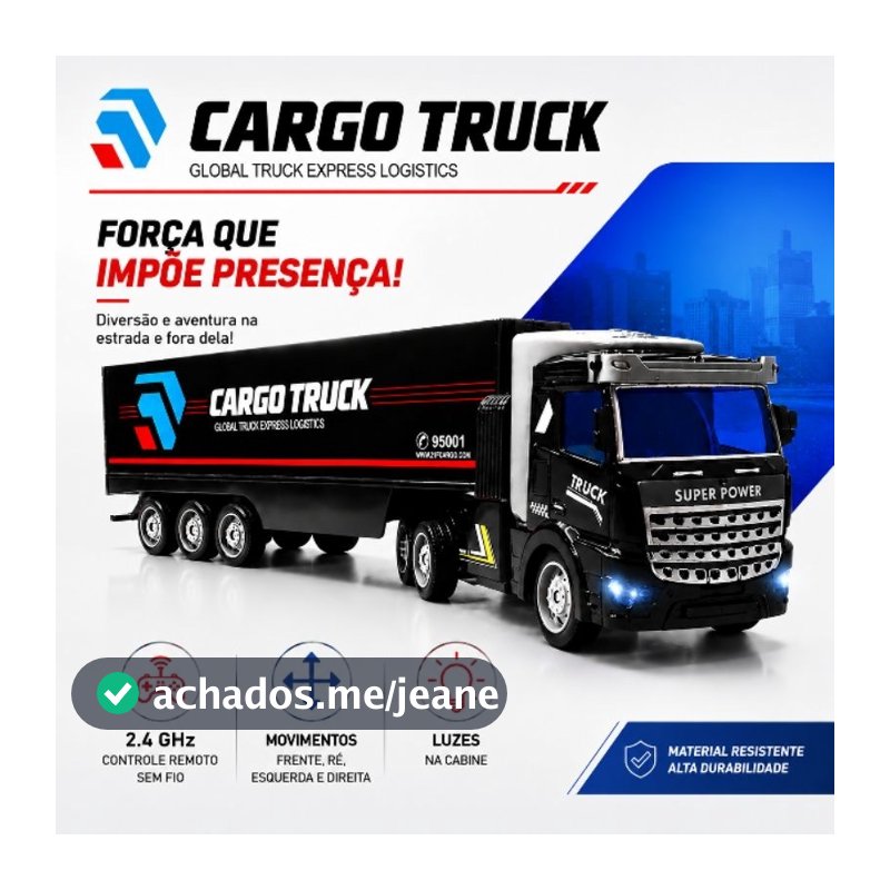Caminhão Tipo Carreta de Carga, Truck com Controle Remoto, Design Moderno, Rodas Múltiplas, Estrutura Resistente